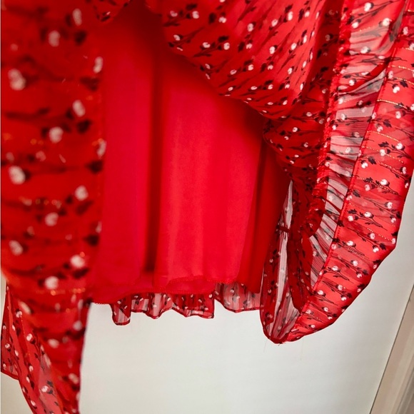 Red Flutter Sleeve V-Neck Sundress - Picture 7 of 7